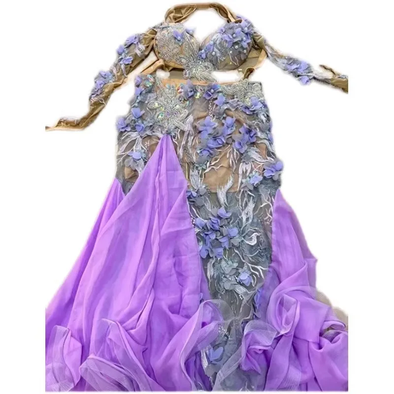 Костюм для танца живота по индивидуальному заказу бюстгальтер с 3D цветком