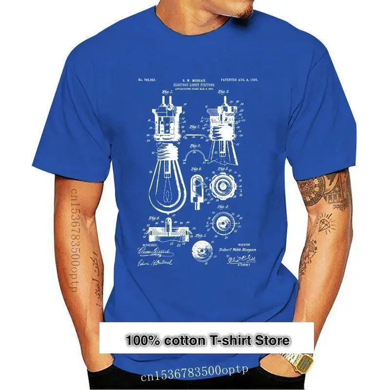 

Camiseta de charol с bombilla электрическая для мужчин, хлопковая рубашка с круглым вырезом, 100%, подарок на день рождения, 100%