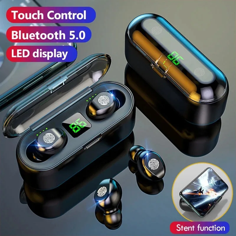

Bluetooth 5.0 Earphones 2000mAh Charging Box Wireless Headphone 9D Stereo Sports Waterproof Earbuds Headsets With Microphone