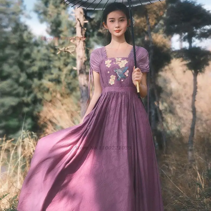 

Женское шифоновое платье с цветочной вышивкой, в этническом стиле