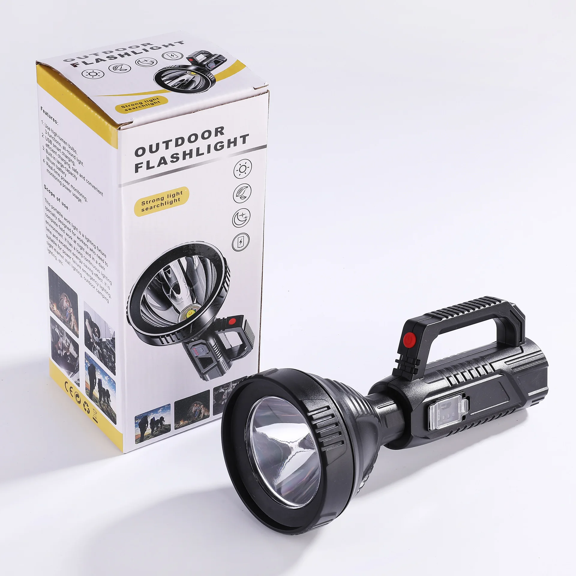 Продажа Суперъяркий фонарик 50000 лм, дальнего действия 500 м, прожектор, портативный бытовой водонепроницаемый фонарик, многофункциональный светодио...