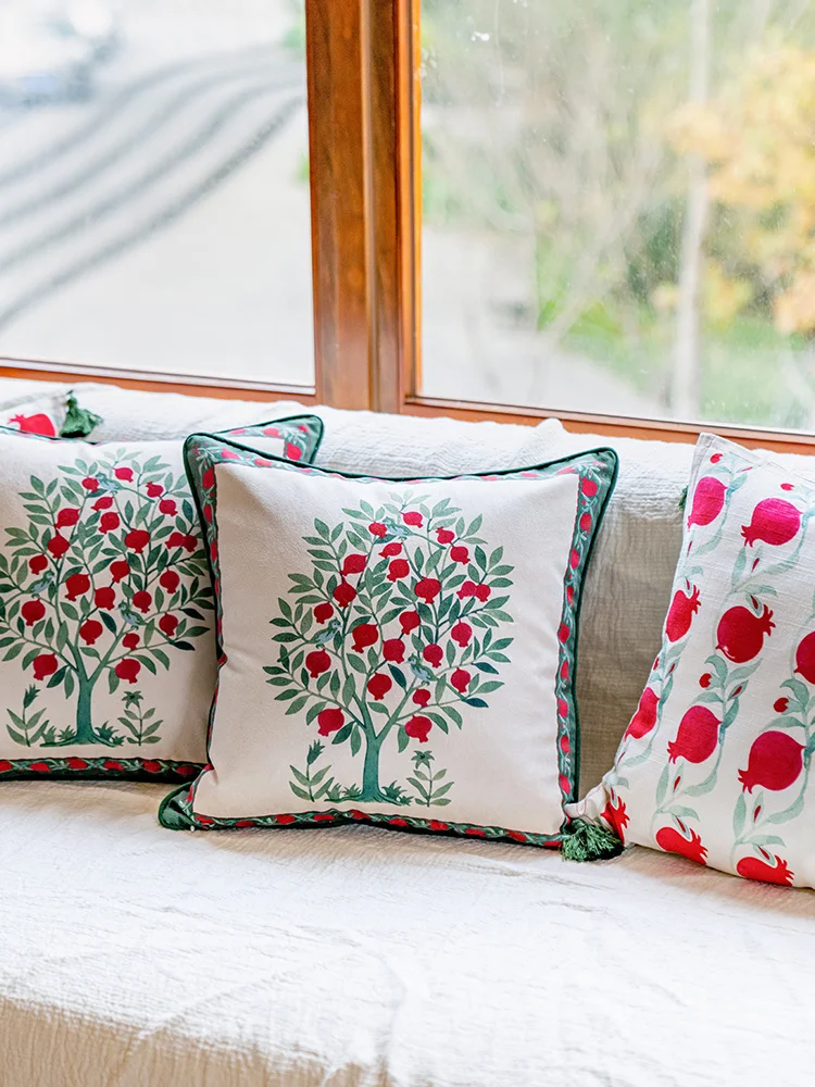 

Box Pomegranate Tree Couch Throw case Waist Pillow Office Nap Car Retro Cushion