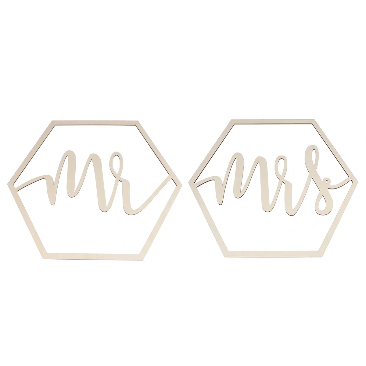 

2pcs Mrs Wedding Chair Sign Hollow Hexagonal Chair Flag Wedding Party Decoration