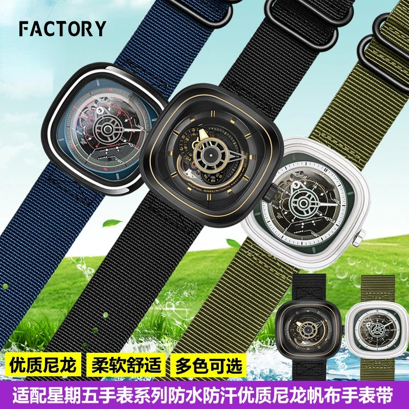 

Watchband for Seven Friday T2 S2 M2/M3 P2B/P1 Large Dial Men's Nylon Canvas Watch Strap Accessories 28mm