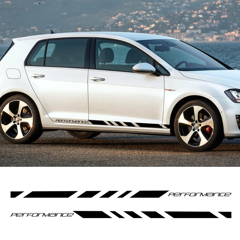 

2PCS/Lot Racing Sport Car Body Door Side Stripes Skirt Decor Stickers For Volkswagen Golf 8 MK8 R Line GTI GTD GTE Accessories