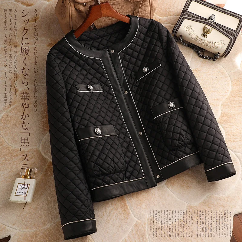 Luxury High Quality Thin Argyle Coats for Women  Winter Clothes Women  Luxury  Pockets  Covered Button  Wide-waisted Pockets