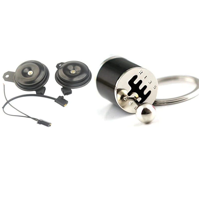 

2Pcs Vehicle Horn 12V For Toyota Corolla RAV4 Camry Levine 2019 & 1X 6-Speed Manual Transmission Shift Lever Key Ring