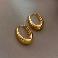 2022 classic earring copper alloy smooth metal hoop earrings for woman fashion korean jewelry temperament girls daily wear gift