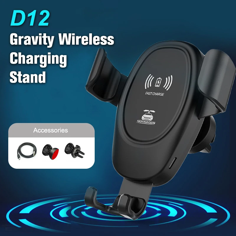 

10/15W Wireless Fast Charger Car Mount Air Vent Mobile Phone Holder Charging Stand Fit Wireless Charging Module