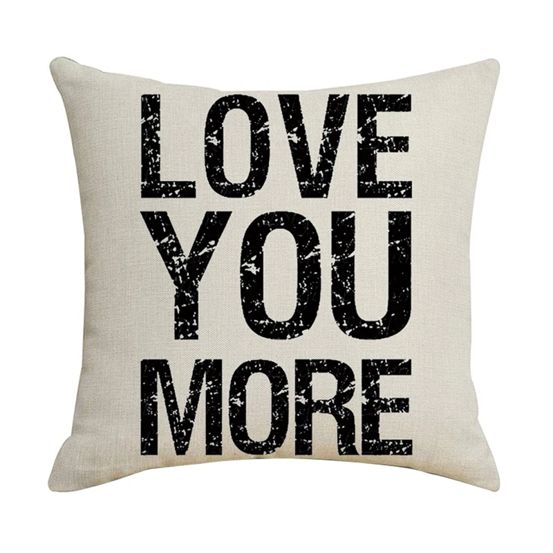 

LOVE YOU MORE Valentine's Day Pillowcase Decor Wedding Party Home Linen Cushion Cover For Sofa Car Gift 45X45cm