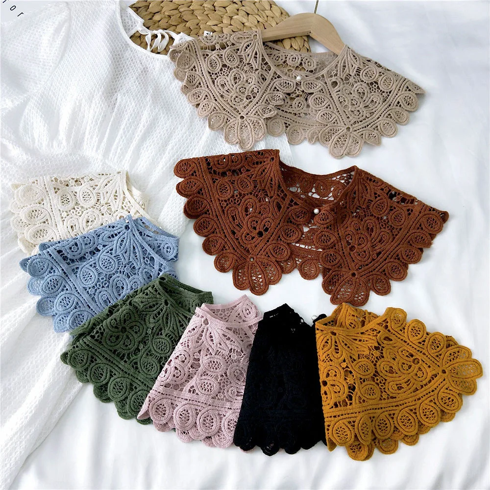 

cotton shawl female Korean version outside scarf knitted false collar hollow thin scarf Decorate