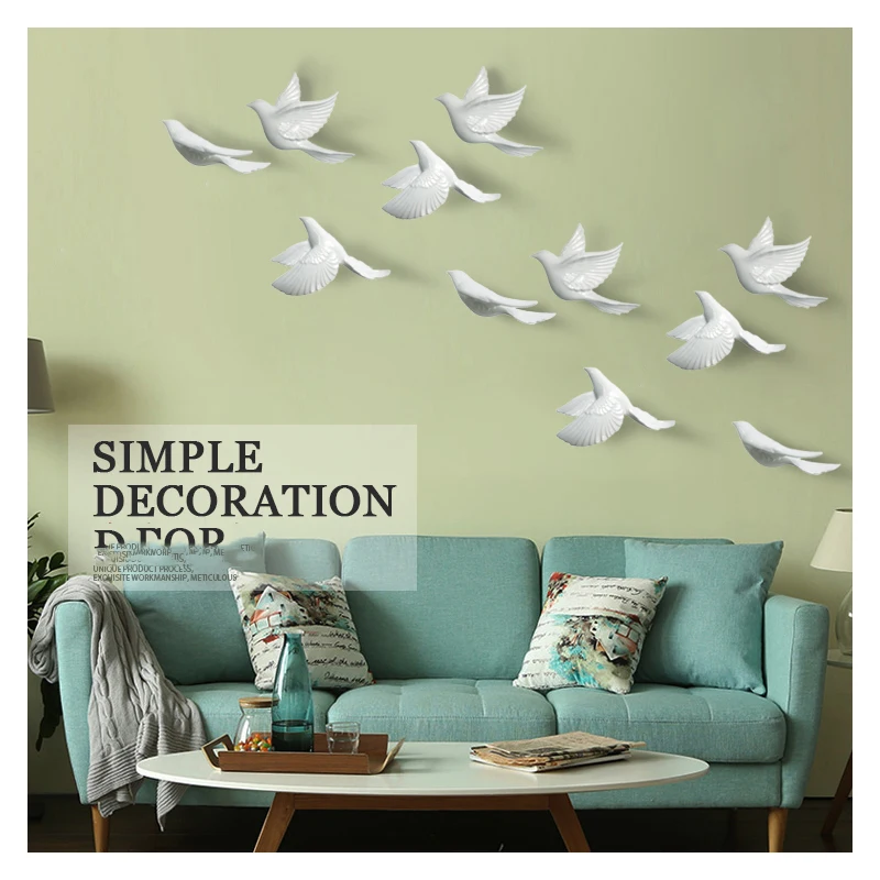 

Современная полимерная 3D птица, настенное украшение для голубей, поделки, домашняя фотография, настенная наклейка, роспись, аксессуары, художественное оформление
