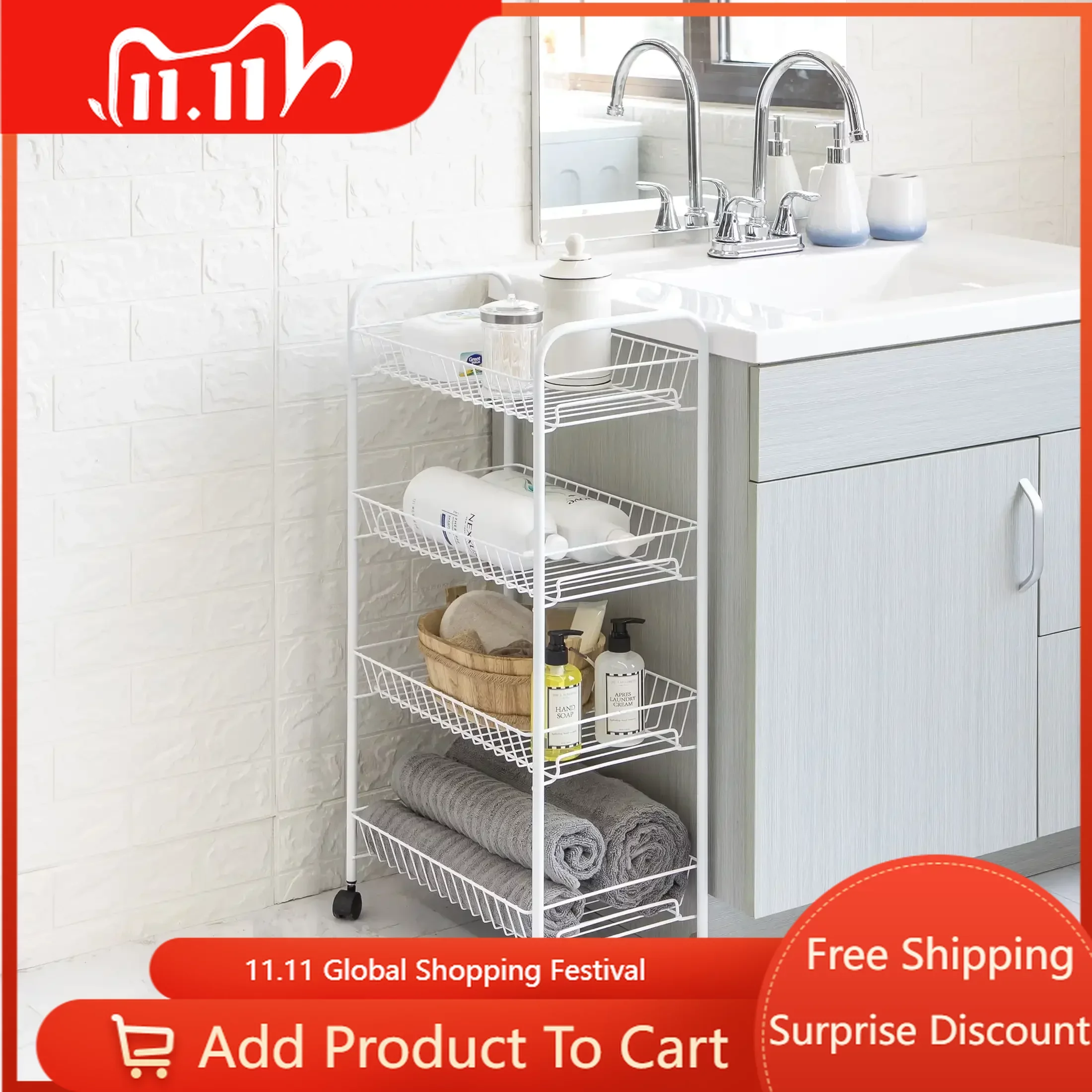 

Стальная корзина для белья с 4 полками и колесиками, белого цвета, для взрослых, пожилых и подростков