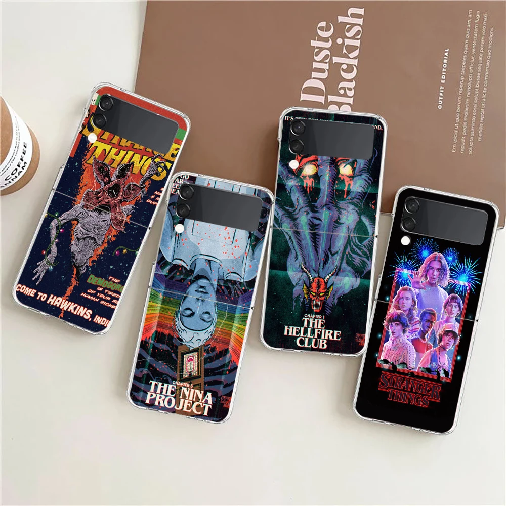 

Stranger Things ZFlip4 ZFlip3 Phone Case For Samsung Z Flip 3 Transparent Hard Shell Z Flip 4 Galaxy Cover ZFlip 5G Folding