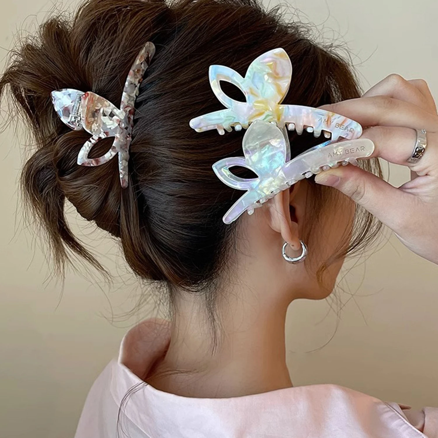 

Acetate Resin Hairpin Butterfly Hair Claws Women Hair Clamps Gradient Tie-Dye Colored Barrettes Acrylic Fashion Hair Accessories