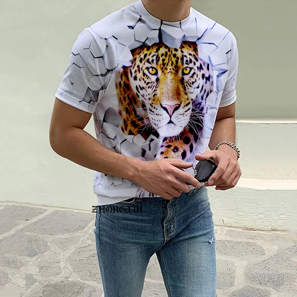 

Animal World Leopard 3D Printed Men's And Women's T-shirts HD Short-sleeved Oversized Summer Short-sleeved Tops