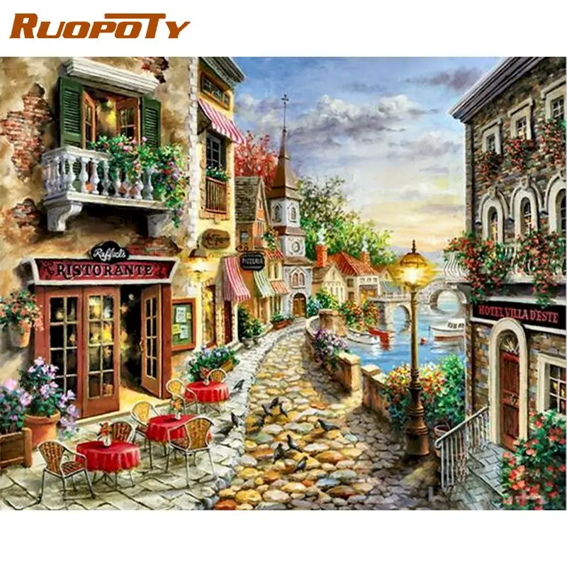 

RUOPOTY DIY painting by numbers drawing on canvas 40x50cm for adult Landscape diycraft Handpainted paint by numbers home gift
