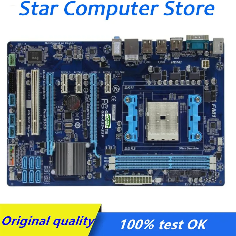 

Для Gigabyte GA-A55-S3P компьютера USB2.0 SATAII материнская плата FM1 DDR3 A55 настольная материнская плата