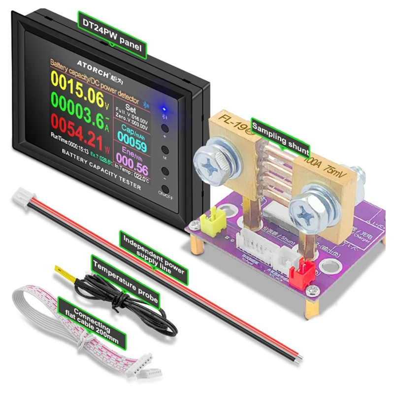 

1 Set Battery Capacity Tester Voltage Gauge Detector DT24PW 8-240V 100A Amp Meter Ammeter With Coil CT