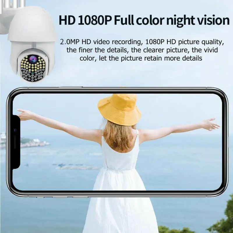 

1080p Hd Surveillance Camera Waterproof Motion Detection Wifi Ip Camera Outdoor Ptz Camera Smart Home Ir Night Vision