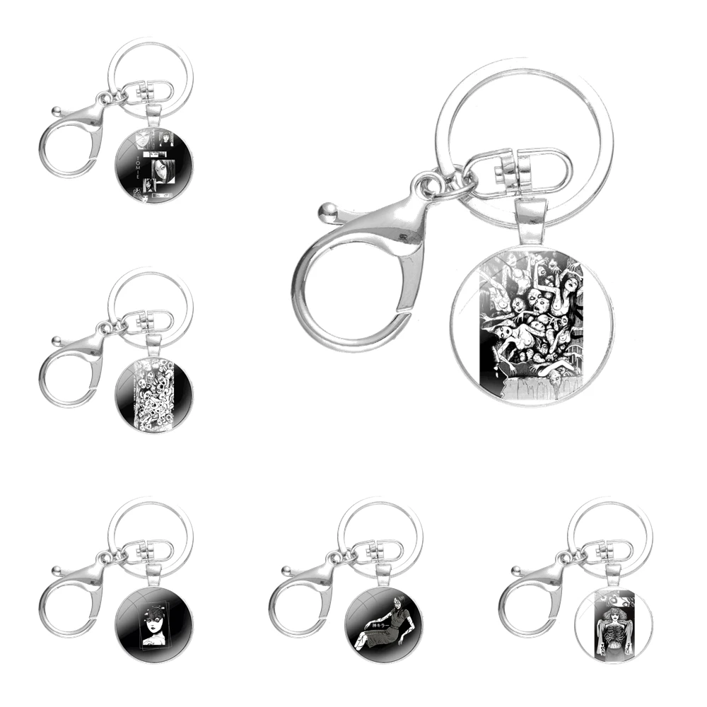 

Брелок для ключей со страшным эстетическим рисунком черный мультяшный дизайн креативный модный брелок ручной работы из стекла кабошон Брелок с подвеской брелки