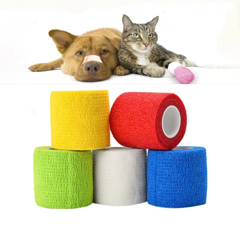 

Pet Dog Cat Waterproof Elastic Self Adhesive Medical Bandage Tape Nonwoven Cohesive First Aid Kit for Ankle Finger Muscle Care