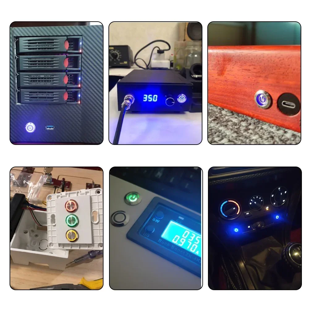 12 16 19 22 мм Металлический кнопочный переключатель с проводным выключением питания