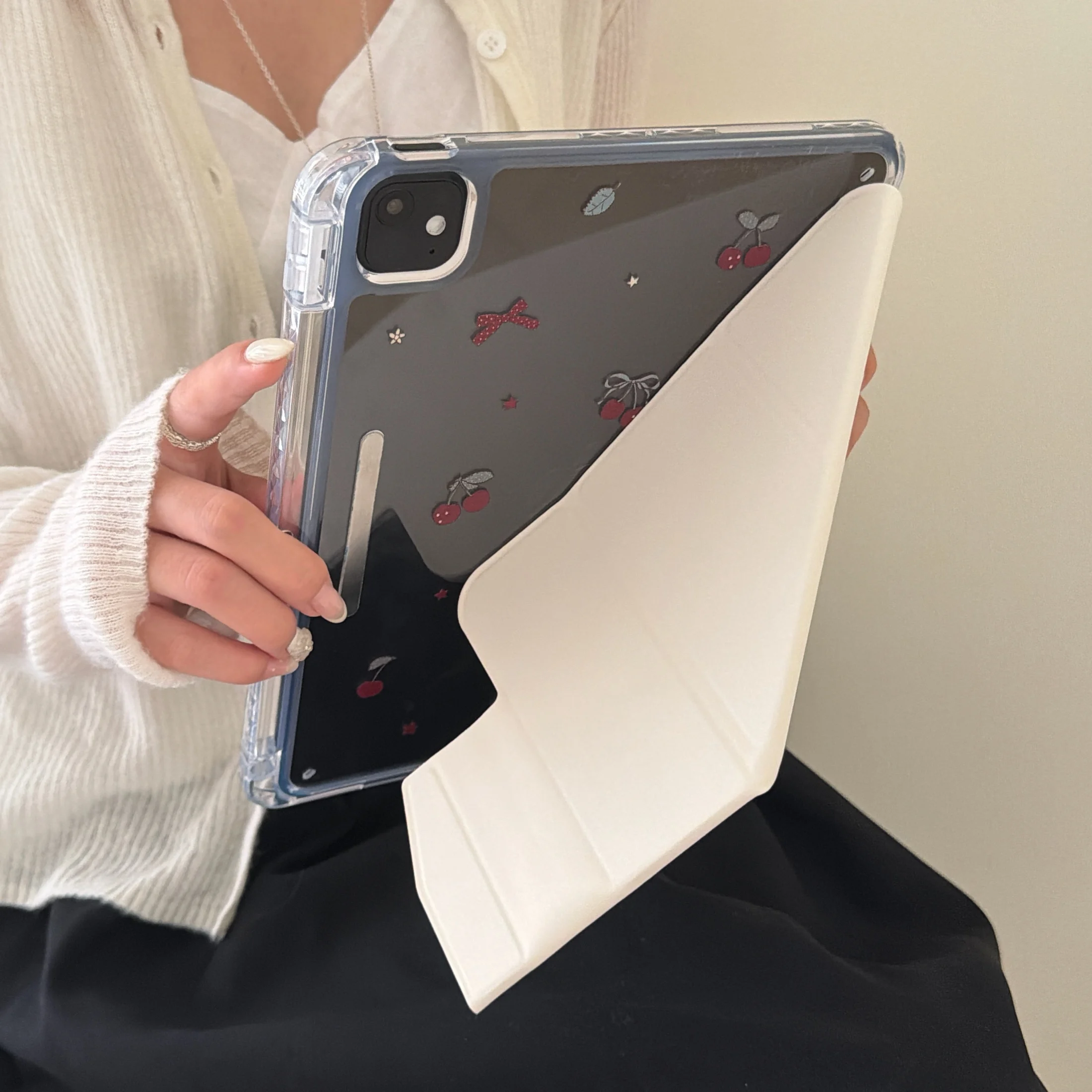 Фото Симпатичный складной чехол для планшета с рисунком вишневого цвета для iPad 11-го/10-го/9-го поколений, Air 5/4, Mini 6/5, Pro 11 дюймов с держателем для стилуса №5
