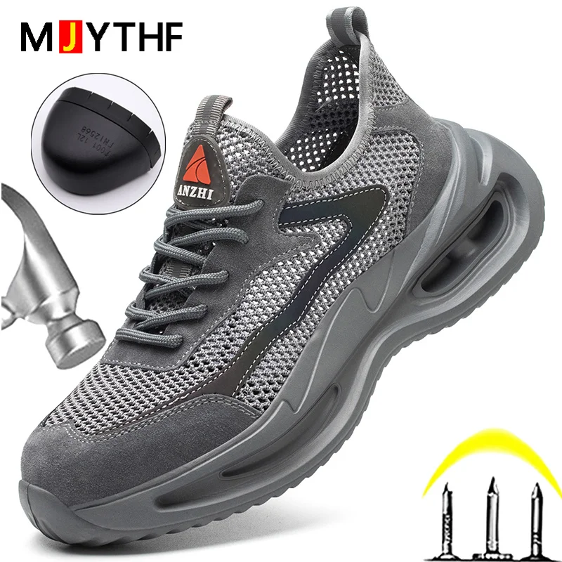 

Breathable Men Safety Shoes Anti-smashing Anti-stab Work Shoes Sneakers Lightweight Indestructible Shoes Summer Protective Shoes