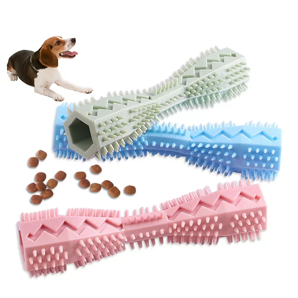 

Dog Chew Toys TPR Pet Toothbrush Teeth Cleaning Puppy Brushing Stick Brush Bite-resistant Molar Pet Supplies Squeak Dog Toy