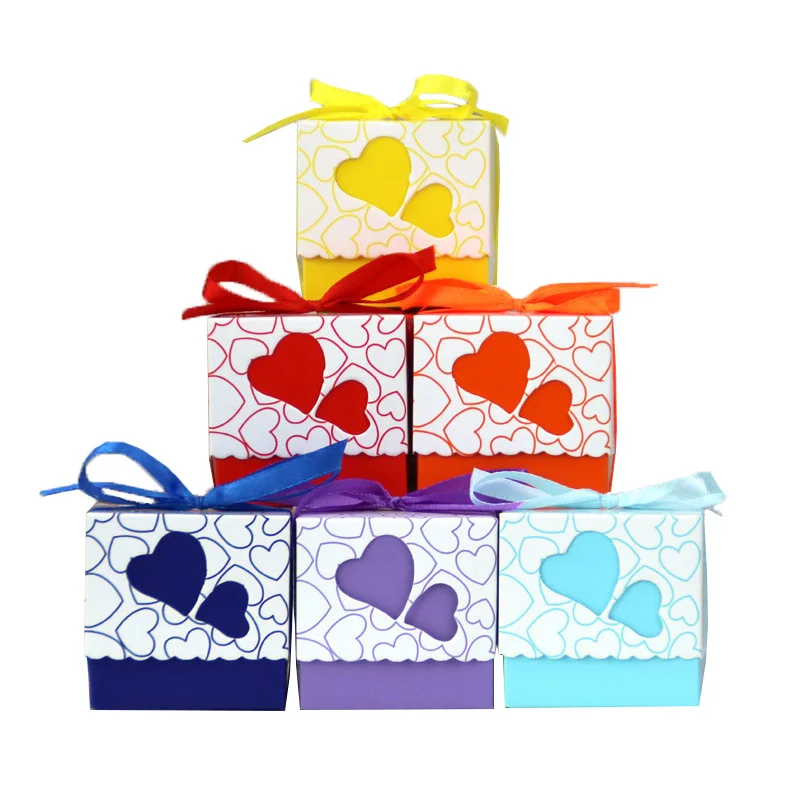 

10/50/100pcs Love Heart Laser Cut Hollow Carriage Favors Gifts Candy Dragee Boxes with Ribbon Baby Shower Wedding Party Supplies
