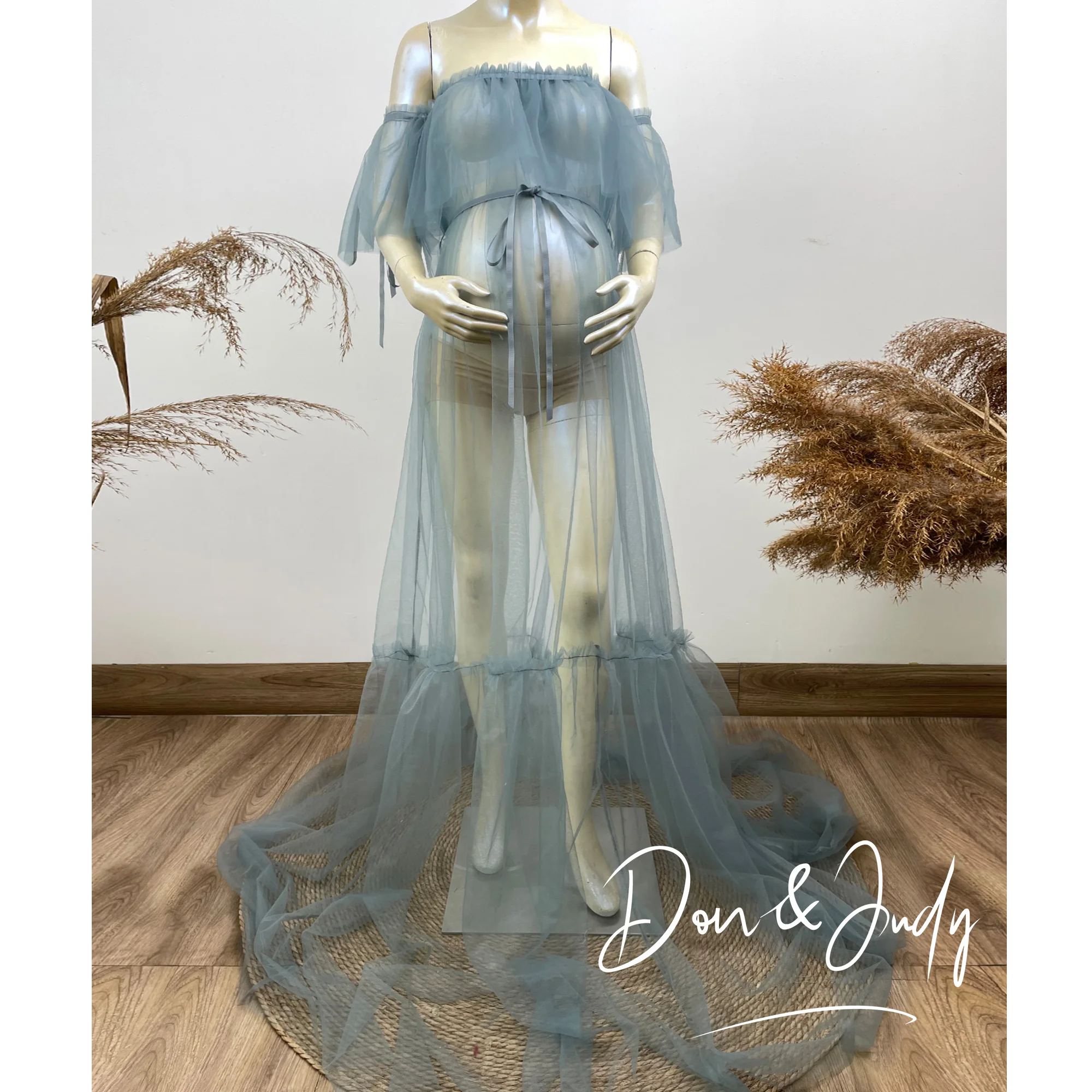 

DON&JUDY Sexy Tulle Maternity Photography Dresses For Baby Showers Pregnancy Maxi Gown Long Pregnant Women Wrap Photo Shoot Prop
