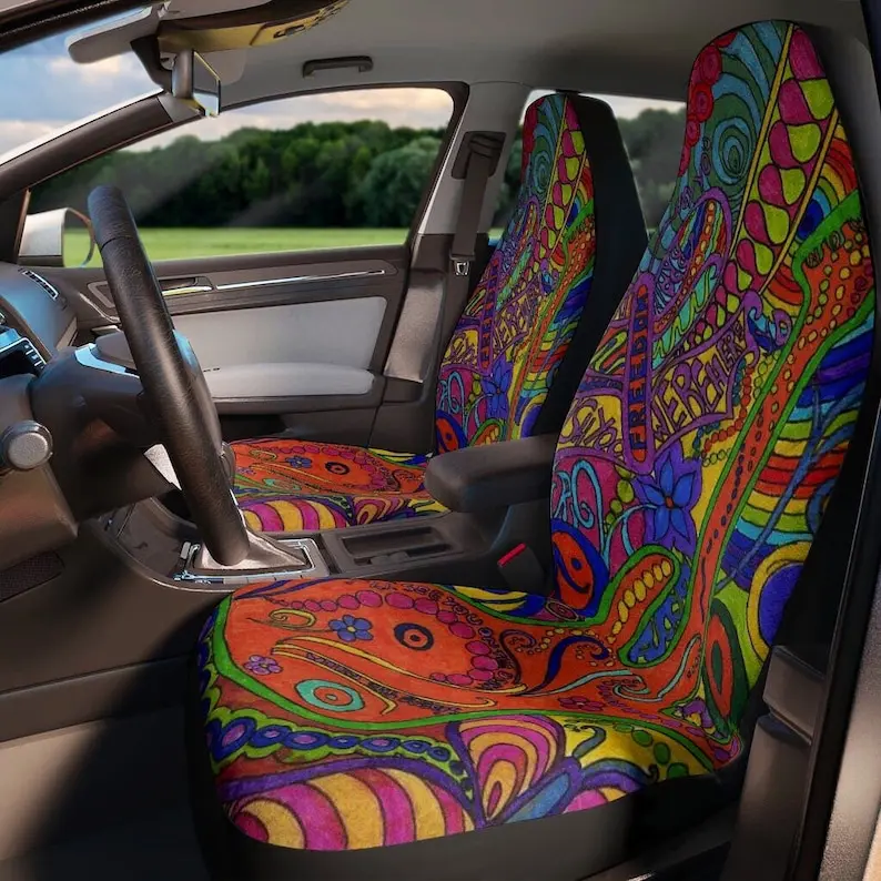 

Hippie Car Seat Covers, Guitar Boho Seat Covers, Car Accessories Hippie lovers