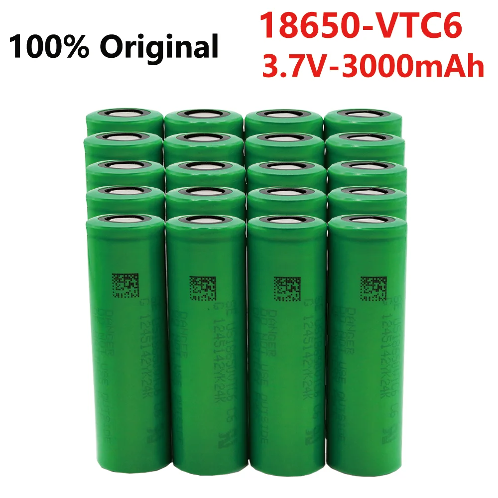 

VTC6 3,7 в гарантированная 3000 мАч 18650 перезаряжаемая батарея, литиевая 30 А разрядка VC18650VTC6, батарея для фонарика