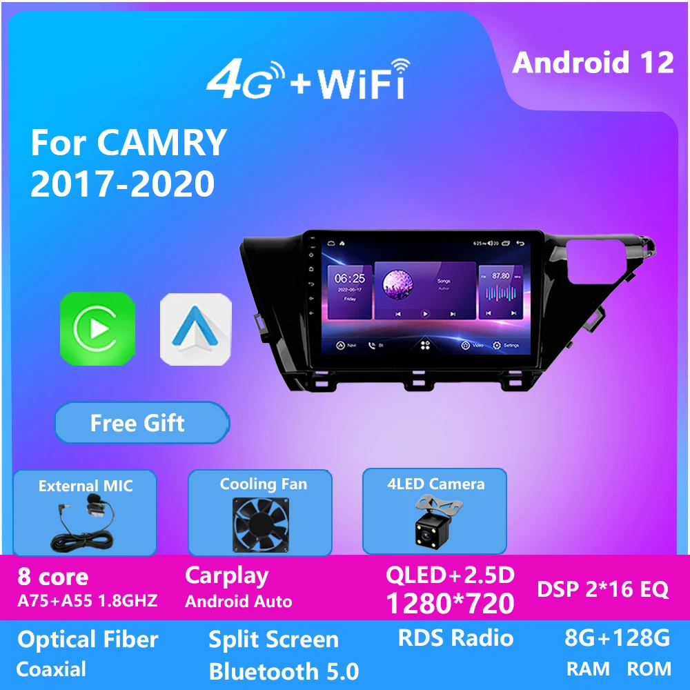 

Car Multimedia Player for TOYOTA CAMRY 2017-2020 Head Unit Auto Radio with BT WIFI