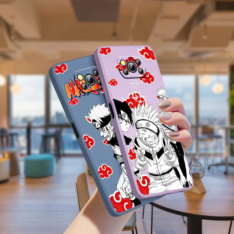 

Cloud Naruto Anime For Xiaomi Poco X3 NFC F3 GT X2 M3 M2 Redmi 9A Note 10S 10 9 Pro Liquid Silicone TPU Rope Phone Case