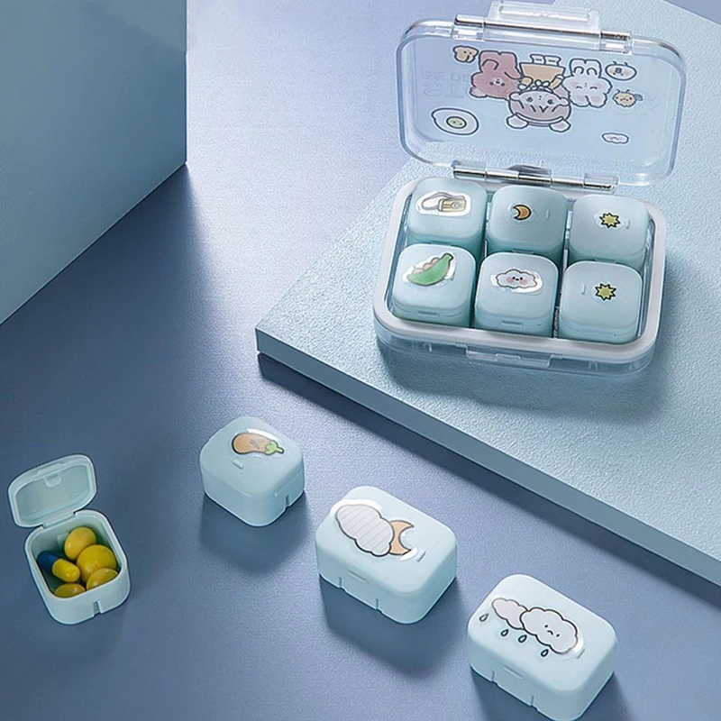 

7 Days Portable Pill Box Travel Carry Drug Organizer 6+4/Set Assembly Medicine Tablet Plastic Container Acrylic Pill Storage Box