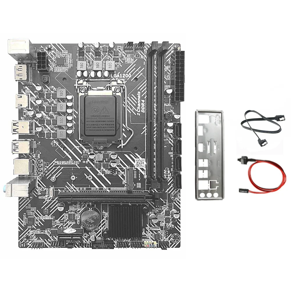 

H510 Motherboard+SATA Cable+Switch Cable+Baffle LGA1200 DDR4 Gigabit LAN for G5900 G6400 I3-10100 I5-10400F 10/11Th CPU