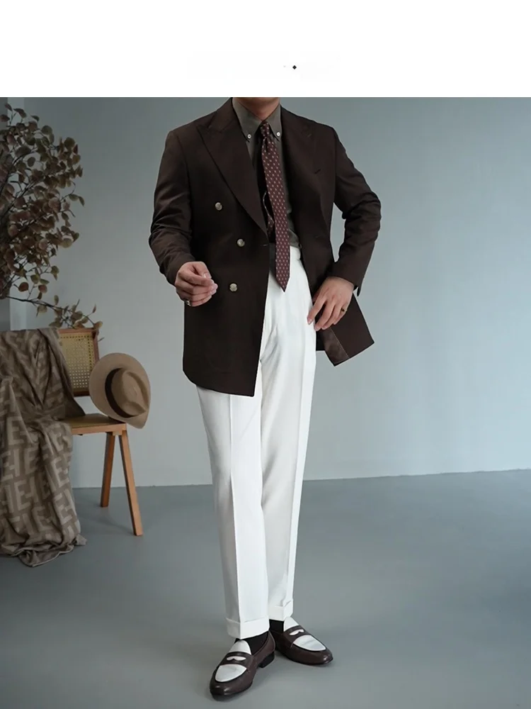 Paper Wan двубортный костюм с воротником-поло мужской модный повседневный