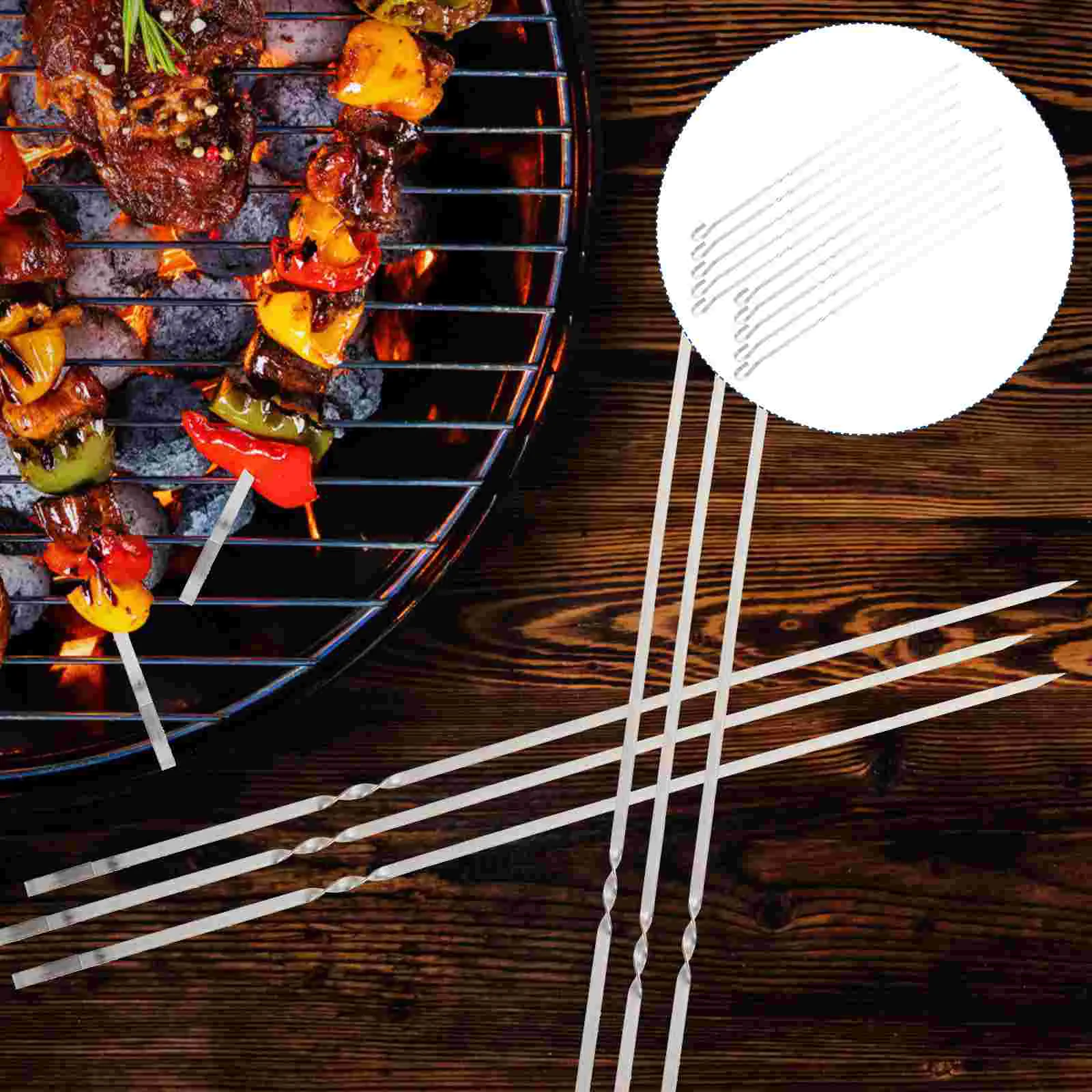 

Kabob Skewers Metal Skewers for Grilling, Barbecue Skewer Stainless Steel Kebob Sticks for Meat Shrimp Chicken Vegetable