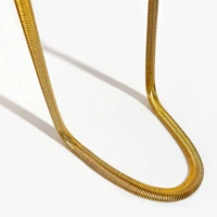 perisbox titanium steel gold color snake chain necklace for women hip hop punk flat herringbone chain necklaces
