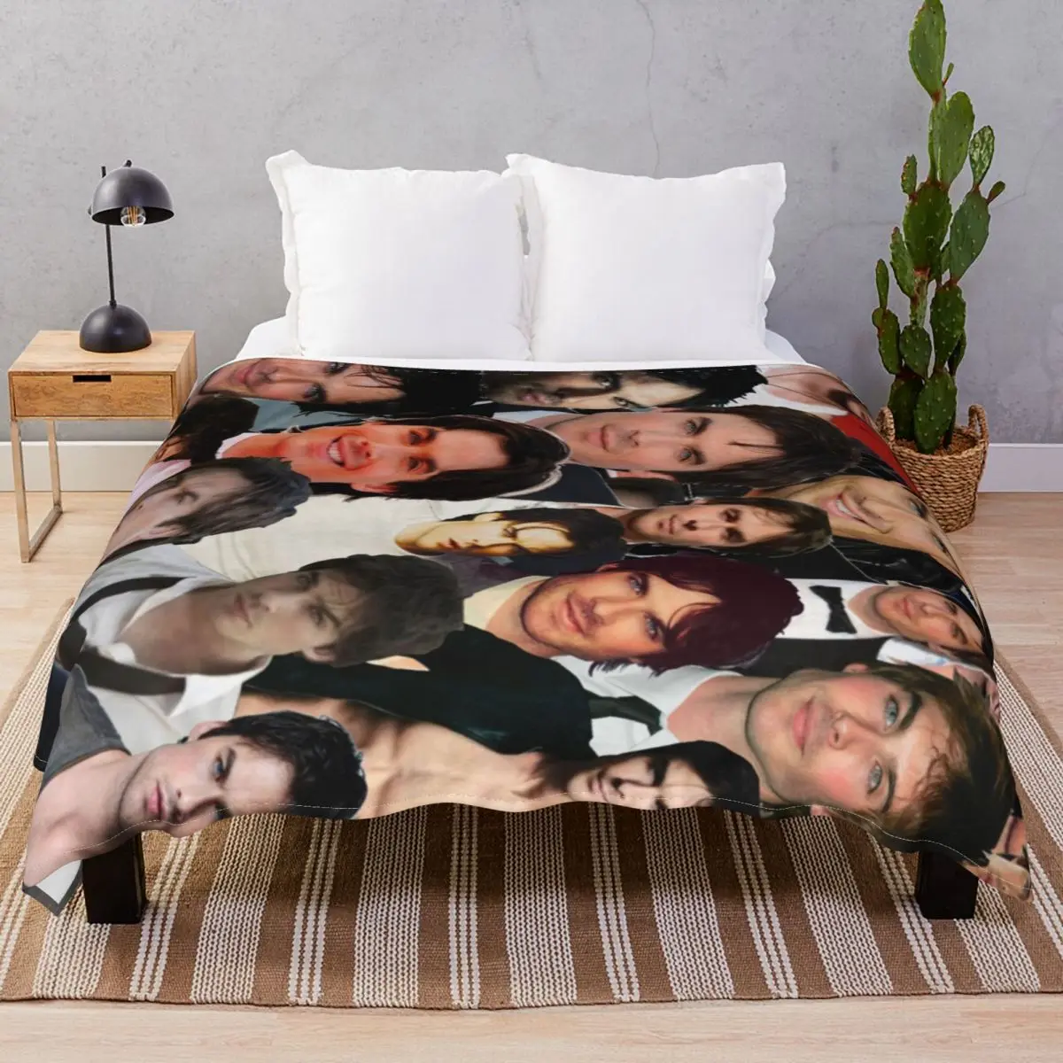 Ian Somerhalder Photo Collage Blankets Velvet Plush Decoration Soft Unisex Throw Blanket for Bed Sofa Travel Office