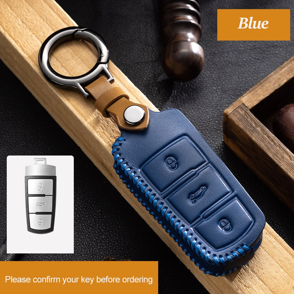 

Чехол для автомобильного ключа из натуральной кожи, чехол для Volkswagen VW Passat CC Magotan B6 B7 B8 R36 B5 B7L Phaeton