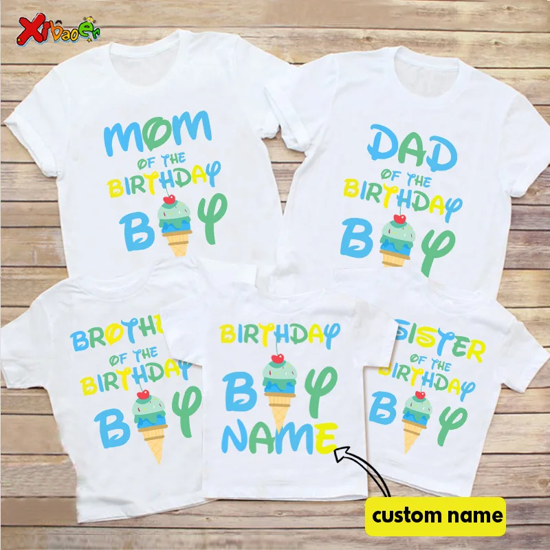 

Ice Cream Birthday Boy Shirts Matching Family Birthday Shirts Boys Family Shirt Custom Name Outfits Matching Clothes Summer 2022