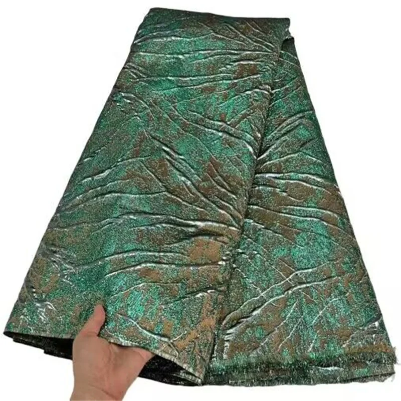 

2023 Latest French Jacquard Lace Fabric Brocade African Fabric Lace Gild Embroidery Nigerian Lace Fabric For Wedding Dress Green