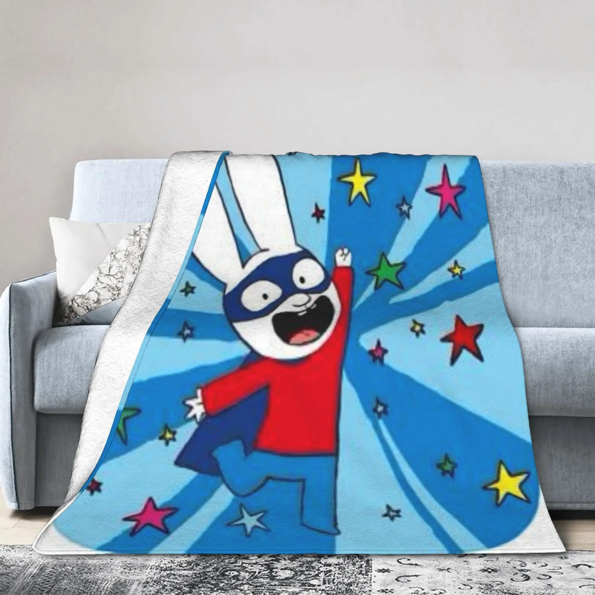 Фото Плед S-Simon Super Rabbit для мальчиков и девочек, фланелевый плед для спальни, комфортный дизайн, качественное покрывало, подарок. №3