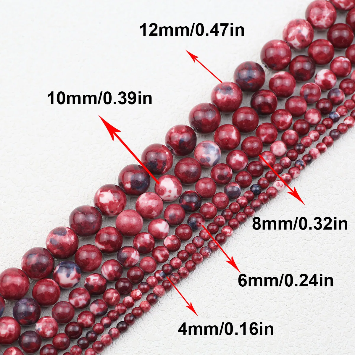 4/6/8/10/12 мм темно-красный белый синтетический Raindrop камень круглый свободный бисер