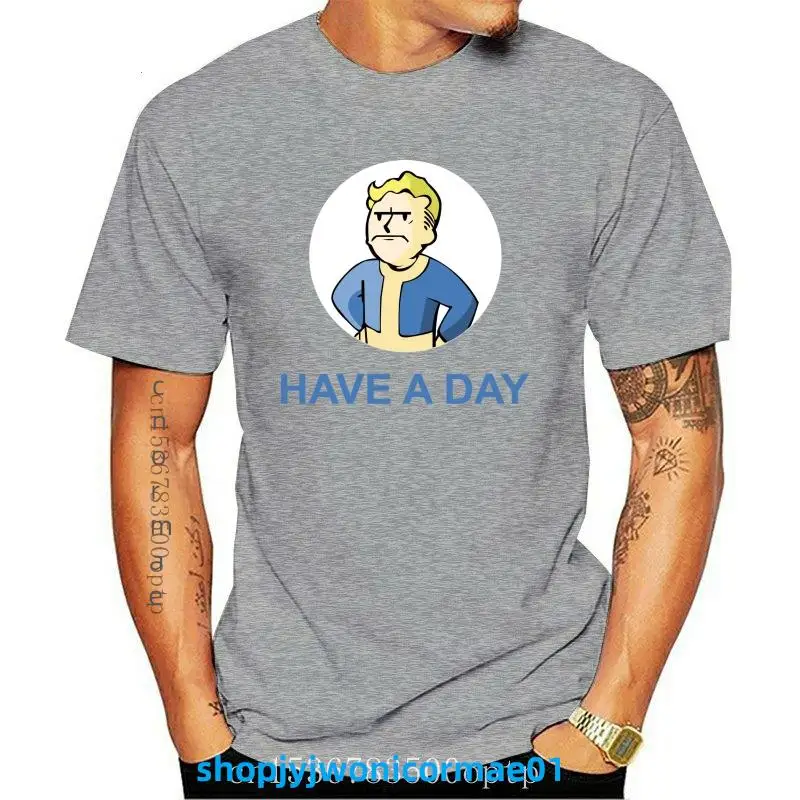 

Man Clothing Fallout T Shirt Have A Day T-Shirt Big Male Tee Shirt Awesome Print 100 Cotton Casual Short-Sleeve Tshirt