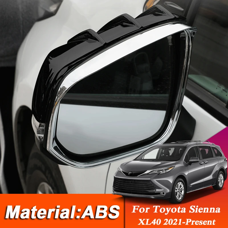

For Toyota Sienna XL40 2021-Present Car Chromium Styling ABS Rearview Mirror Rain Eyebrow Frame Sequin Auto External Accessories