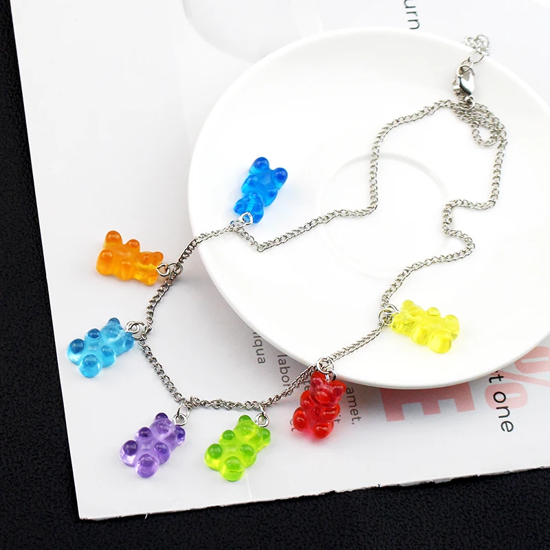 Ожерелье в форме медведя с разноцветной подвеской виде животных